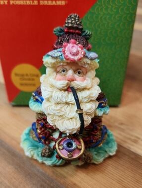 Possible Dreams Cream & Multi Holiday Santa Figurine